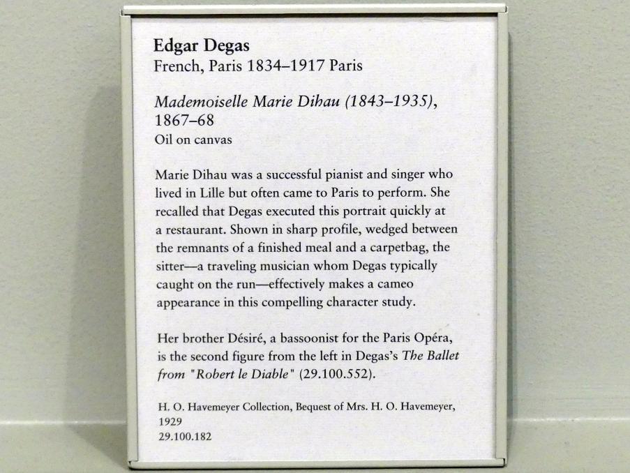 Edgar Degas (1855–1909), Mademoiselle Marie Dihau (1843-1935), New York, Metropolitan Museum of Art (Met), Saal 815, 1867–1868, Bild 2/2