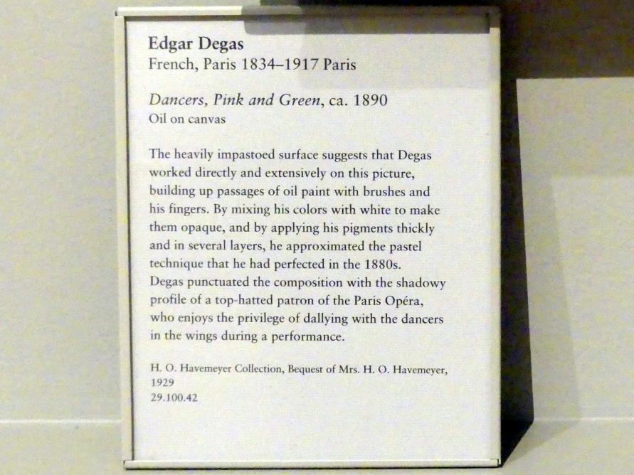 Edgar Degas (1855–1909), Tänzerinnen in Rosa und Grün, New York, Metropolitan Museum of Art (Met), Saal 816, um 1890, Bild 2/2