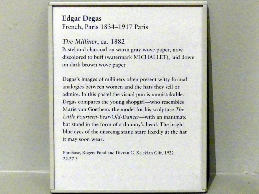 Edgar Degas (1855–1909), Der Hutmacher, New York, Metropolitan Museum of Art (Met), Saal 816, um 1882, Bild 2/2