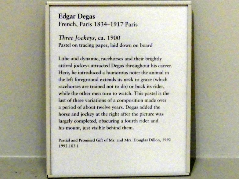 Edgar Degas (1855–1909), Drei Jockeys, New York, Metropolitan Museum of Art (Met), Saal 817, um 1900, Bild 2/2