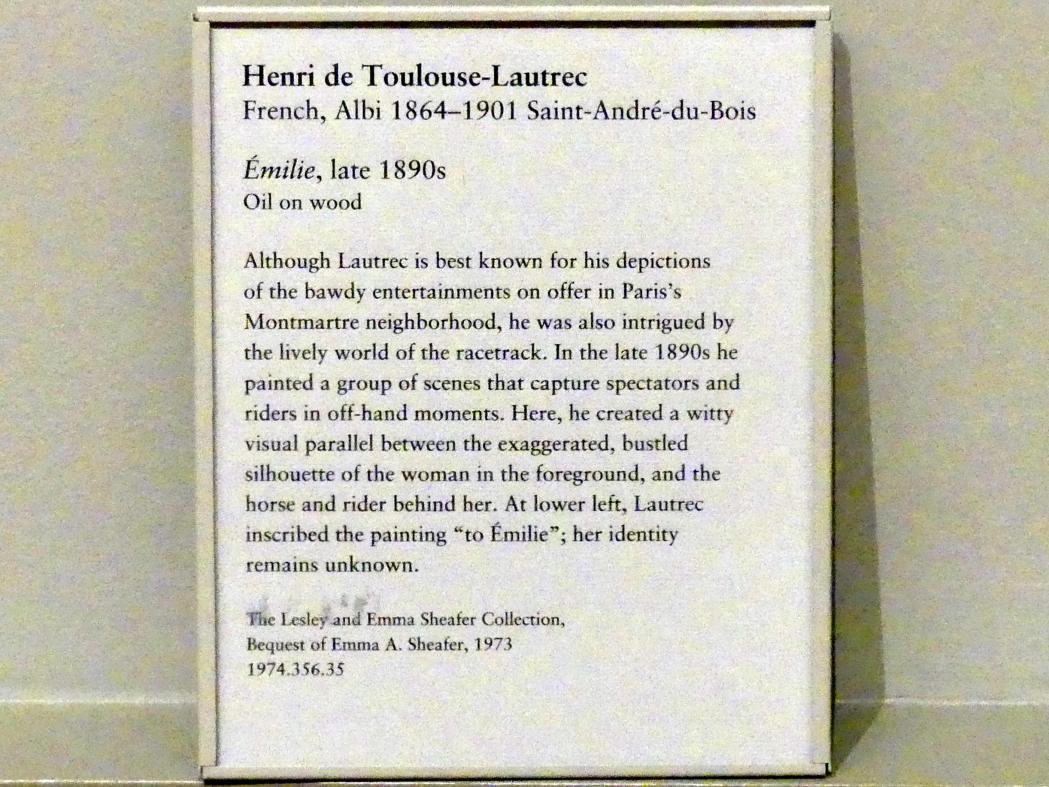 Henri de Toulouse-Lautrec (1880–1897), Émilie, New York, Metropolitan Museum of Art (Met), Saal 817, um 1895–1900, Bild 2/2