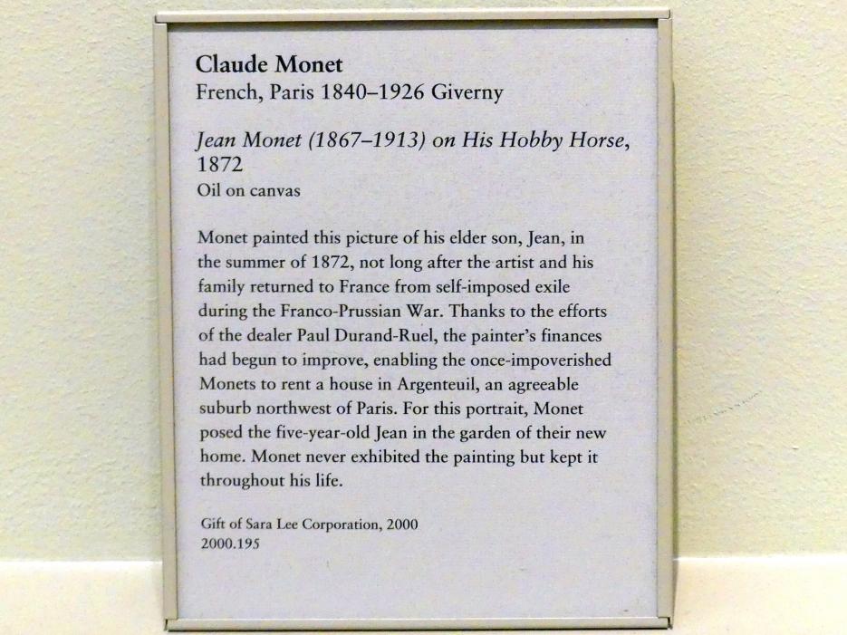 Claude Monet (1864–1925), Jean Monet (1867-1913) auf seinem Steckenpferd, New York, Metropolitan Museum of Art (Met), Saal 818, 1872, Bild 2/2