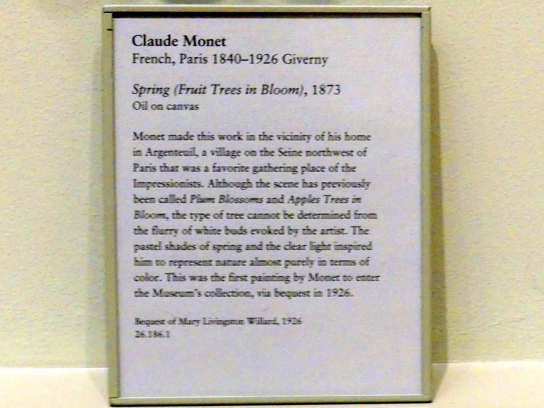 Claude Monet (1864–1925), Frühling (Obstbäume in voller Blüte), New York, Metropolitan Museum of Art (Met), Saal 818, 1873, Bild 2/2
