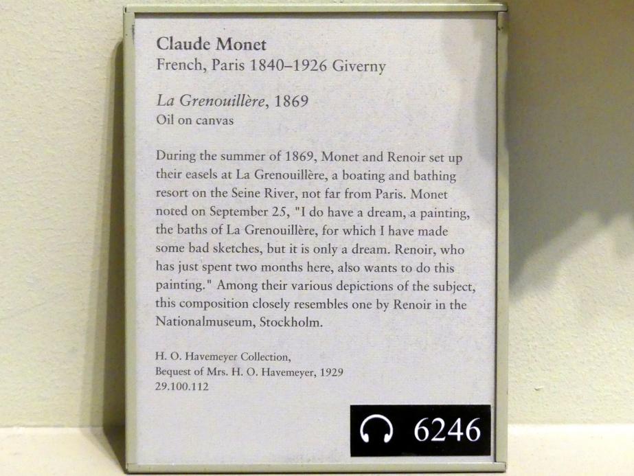 Claude Monet (1864–1925), La Grenouillère, New York, Metropolitan Museum of Art (Met), Saal 818, 1869, Bild 2/2