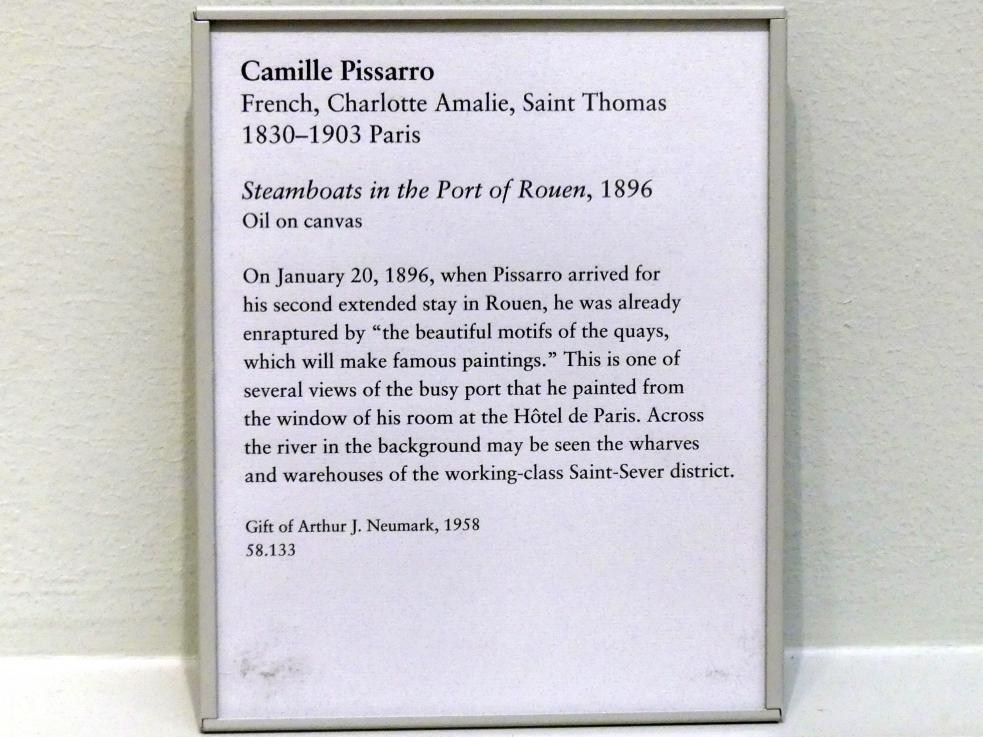 Camille Pissarro (1863–1903), Dampfschiffe im Hafen von Rouen, New York, Metropolitan Museum of Art (Met), Saal 820, 1896, Bild 2/2