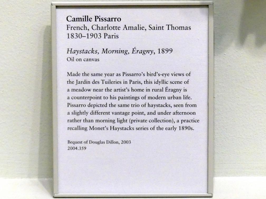 Camille Pissarro (1863–1903), Heuhaufen, Morgen, Éragny, New York, Metropolitan Museum of Art (Met), Saal 820, 1899, Bild 2/2