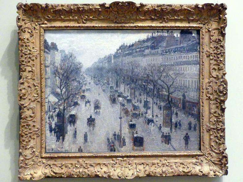 Camille Pissarro (1863–1903), Der Boulevard Montmartre an einem Wintermorgen, New York, Metropolitan Museum of Art (Met), Saal 820, 1897, Bild 1/2