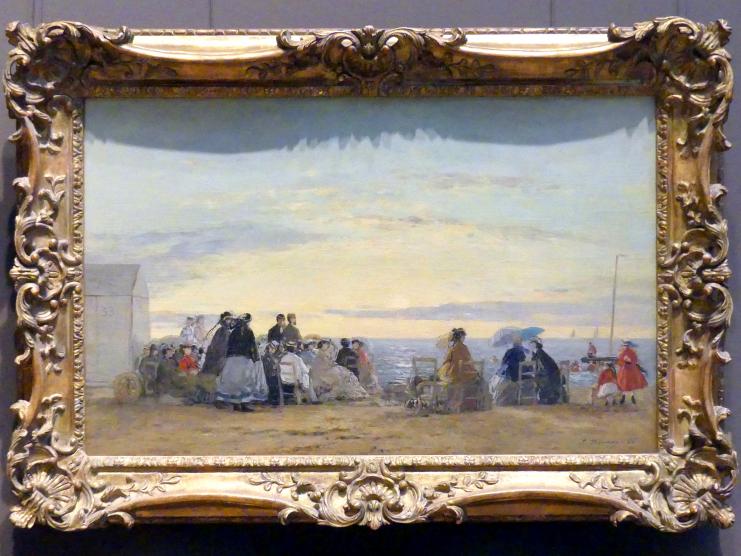 Eugène Boudin (1856–1895), Am Strand, Sonnenaufgang, New York, Metropolitan Museum of Art (Met), Saal 821, 1865, Bild 1/2