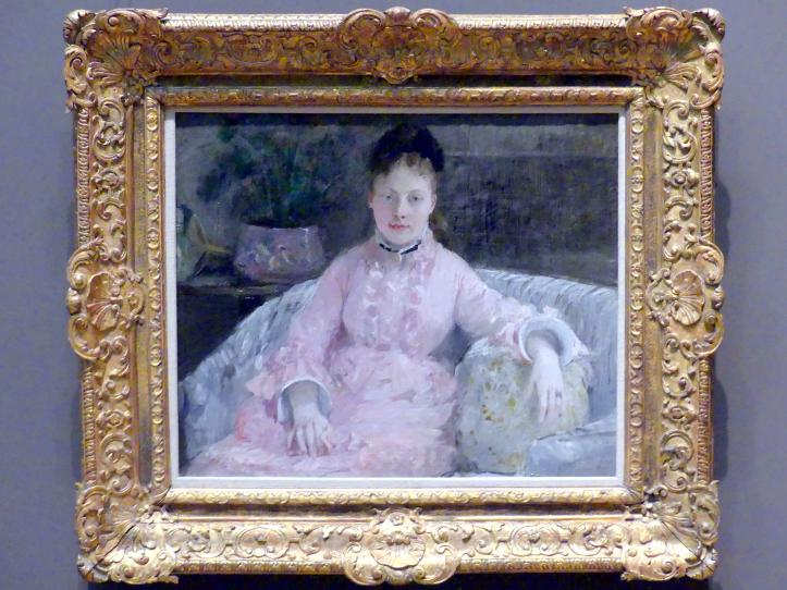 Berthe Morisot (1870–1894), Das rosa Kleid (Albertie-Marguerite Carré, später Madame Ferdinand-Henri Himmes, 1854-1935), New York, Metropolitan Museum of Art (Met), Saal 821, um 1870