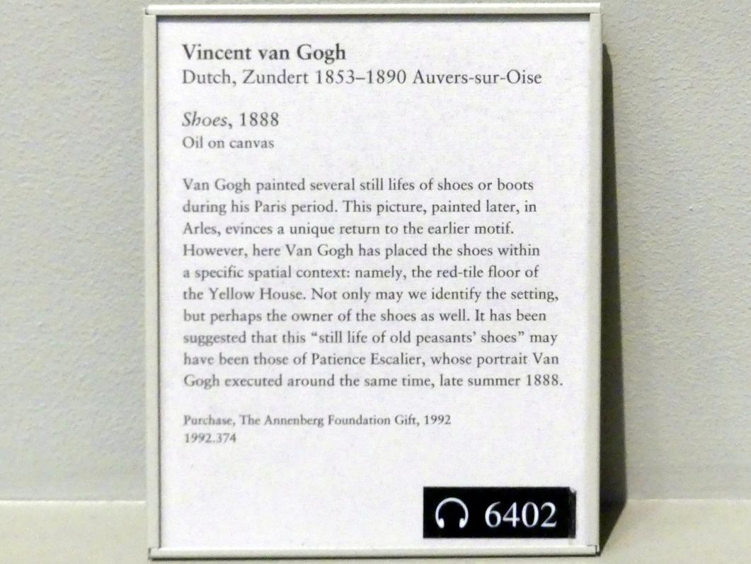 Vincent van Gogh (1882–1890), Schuhe, New York, Metropolitan Museum of Art (Met), Saal 822, 1888, Bild 2/2