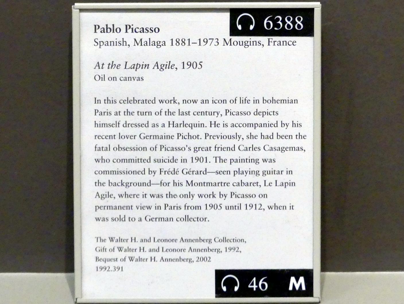 Pablo Picasso (1897–1972), Beim Lapin Agile, New York, Metropolitan Museum of Art (Met), Saal 823, 1905, Bild 2/2