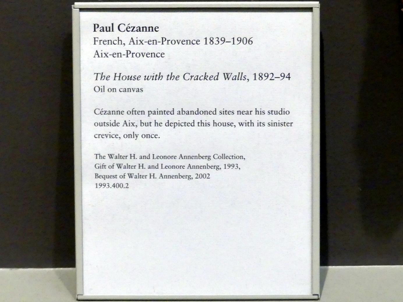 Paul Cézanne (1866–1906), Das Haus mit den rissigen Wänden, New York, Metropolitan Museum of Art (Met), Saal 823, 1892–1894, Bild 2/2