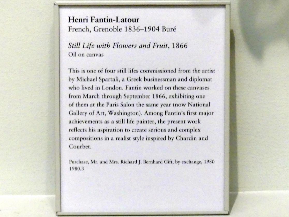 Henri Fantin-Latour (1858–1888), Stillleben mit Blumen und Obst, New York, Metropolitan Museum of Art (Met), Saal 824, 1866, Bild 2/2