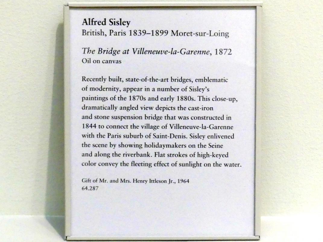 Alfred Sisley (1872–1896), Die Brücke von Villeneuve-la-Garenne, New York, Metropolitan Museum of Art (Met), Saal 824, 1872, Bild 2/2