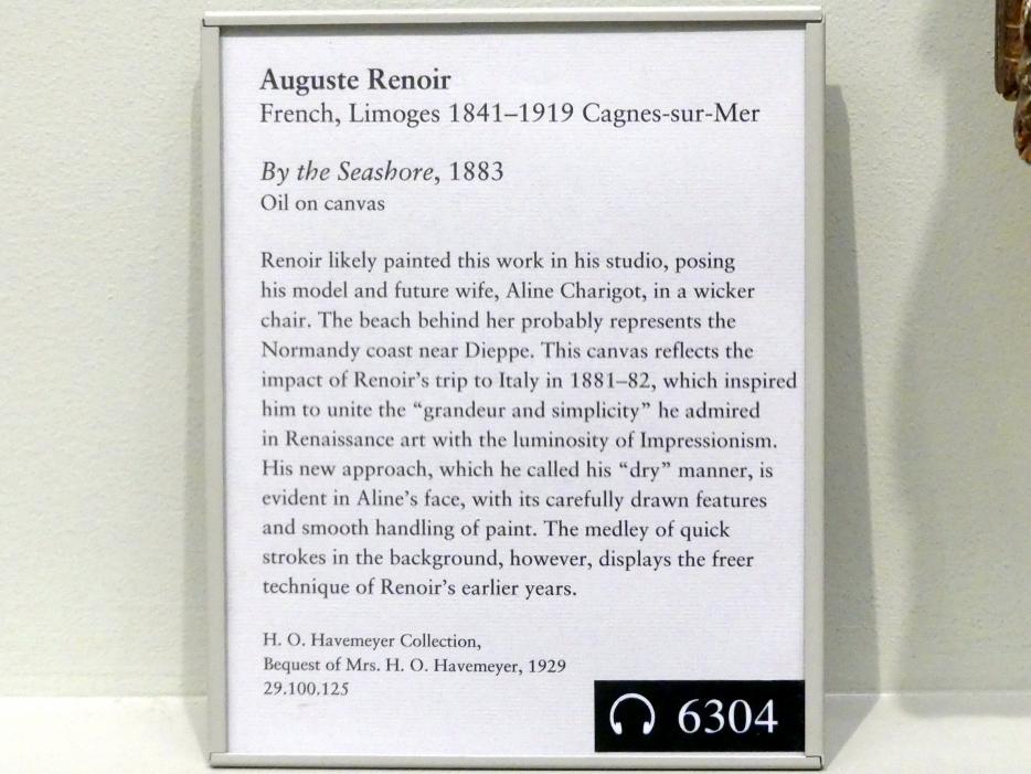 Auguste Renoir (Pierre-Auguste Renoir) (1866–1918), An der Meeresküste, New York, Metropolitan Museum of Art (Met), Saal 824, 1883, Bild 2/2