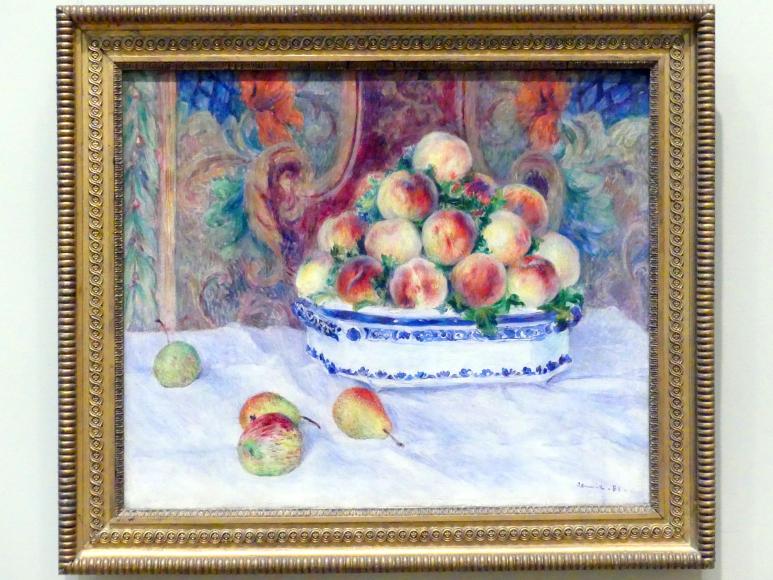 Auguste Renoir (Pierre-Auguste Renoir) (1866–1918), Stillleben mit Pfirsichen, New York, Metropolitan Museum of Art (Met), Saal 824, 1881, Bild 1/2