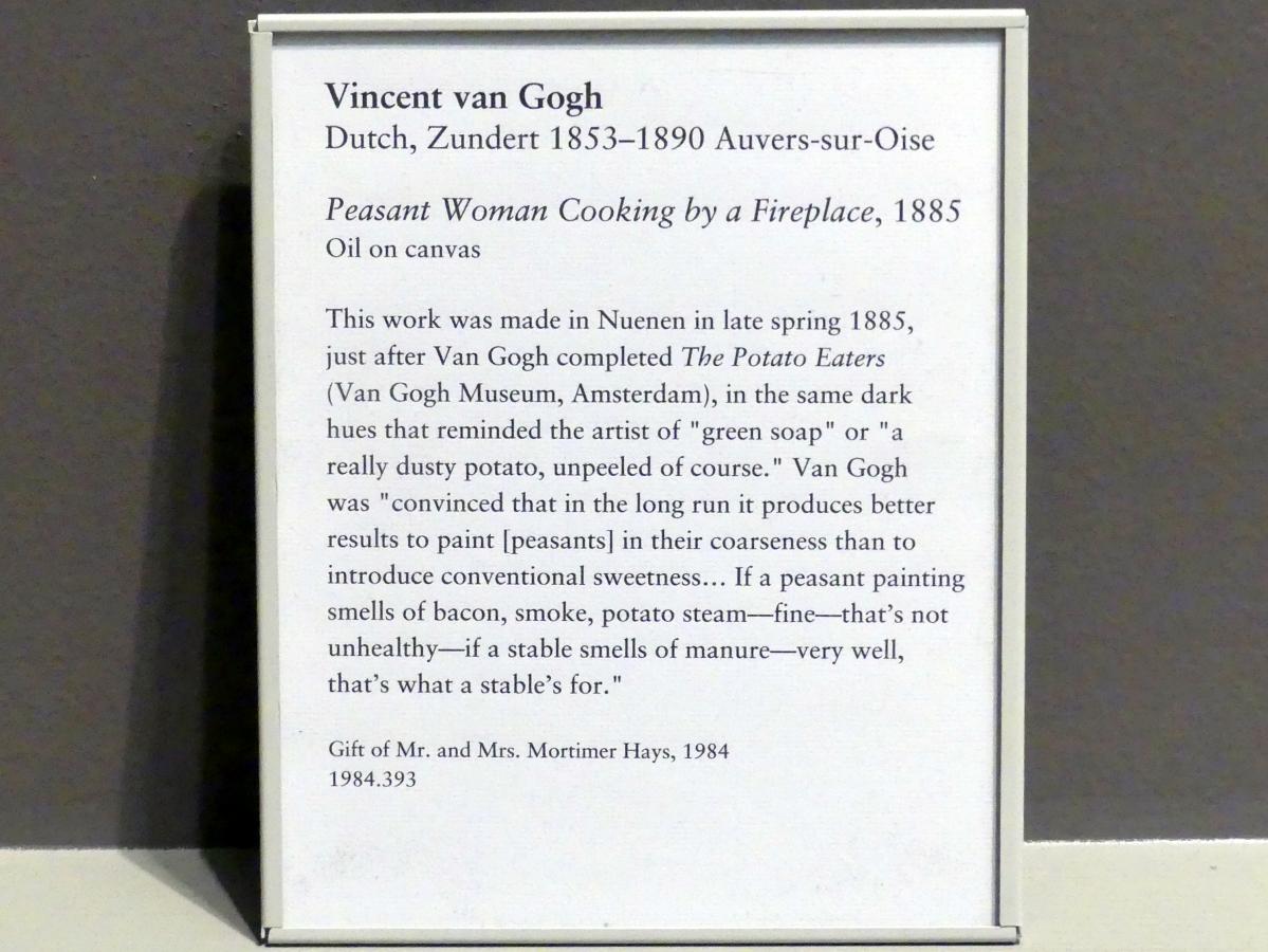 Vincent van Gogh (1882–1890), Bäuerin am Herdfeuer, New York, Metropolitan Museum of Art (Met), Saal 825, 1885, Bild 2/2