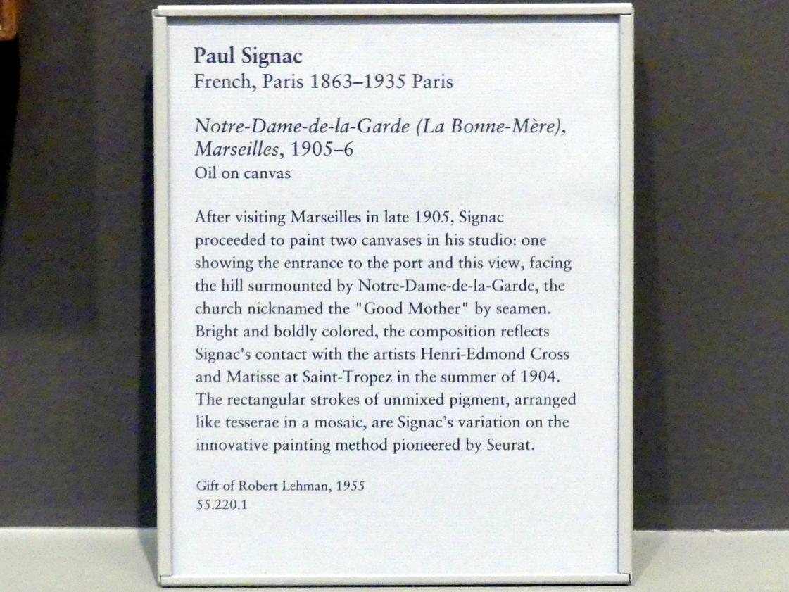 Paul Signac (1883–1933), Notre-Dame-de-la-Garde (La Bonne-Mère), Marseille, New York, Metropolitan Museum of Art (Met), Saal 825, 1905–1906, Bild 2/2