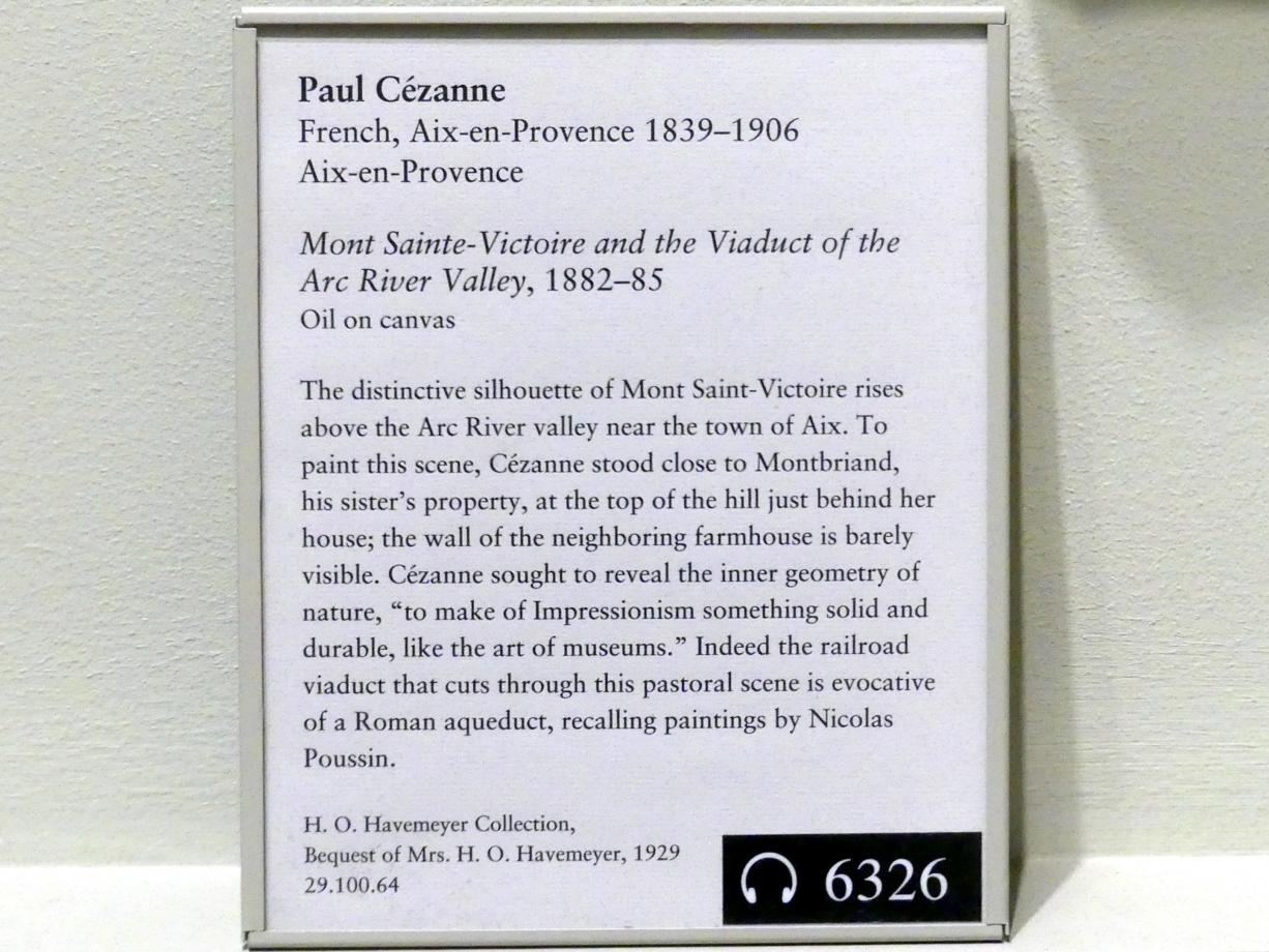 Paul Cézanne (1866–1906), Mont Sainte-Victoire und das Viadukt des Arc-Tales, New York, Metropolitan Museum of Art (Met), Saal 826, 1882–1885, Bild 2/2