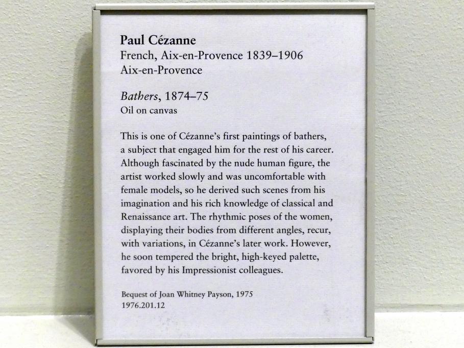Paul Cézanne (1866–1906), Badende, New York, Metropolitan Museum of Art (Met), Saal 826, 1874–1875, Bild 2/2