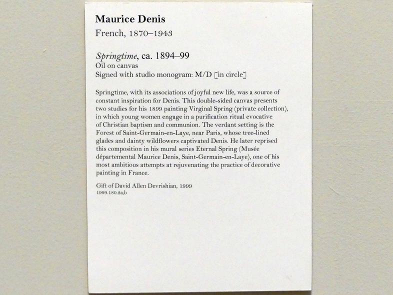 Maurice Denis (1896–1907), Frühlingszeit, New York, Metropolitan Museum of Art (Met), Saal 828, um 1894–1899, Bild 2/2