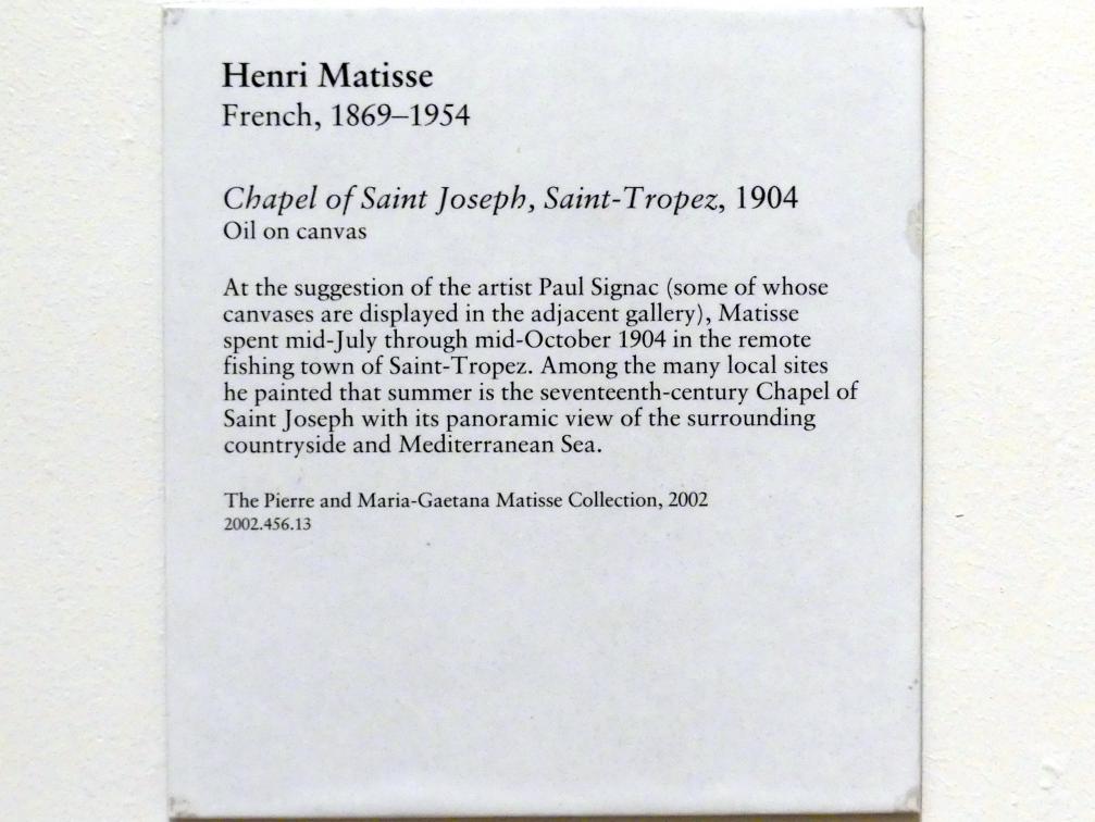 Henri Matisse (1898–1953), Kapelle des Heiligen Joseph, Saint-Tropez, New York, Metropolitan Museum of Art (Met), Saal 828, 1904, Bild 2/2