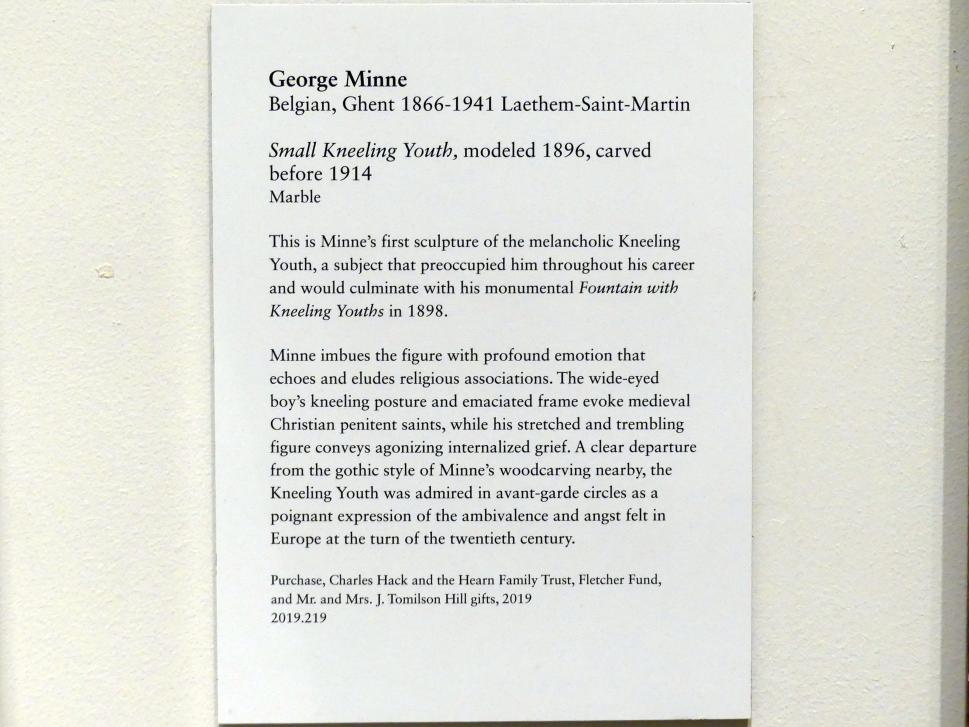 George Minne (1886–1901), Kleiner kniender Junge, New York, Metropolitan Museum of Art (Met), Saal 829, 1896, Bild 6/6
