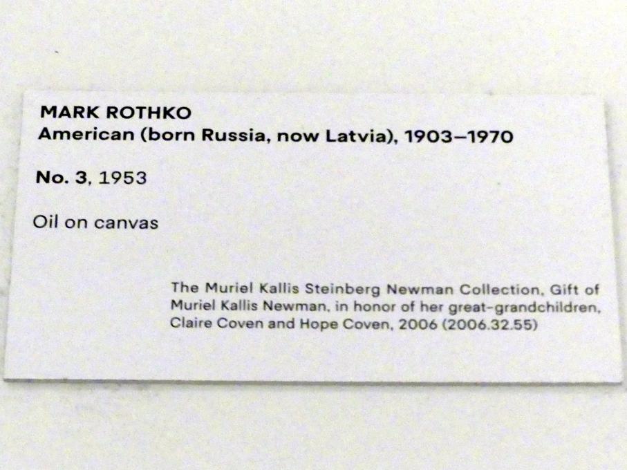 Mark Rothko (1944–1969), Nr. 3, New York, Metropolitan Museum of Art (Met), Saal 919, 1953, Bild 2/2