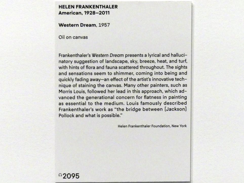 Helen Frankenthaler (1957–1969), Westlicher Traum, New York, Metropolitan Museum of Art (Met), Saal 920, 1957, Bild 2/2