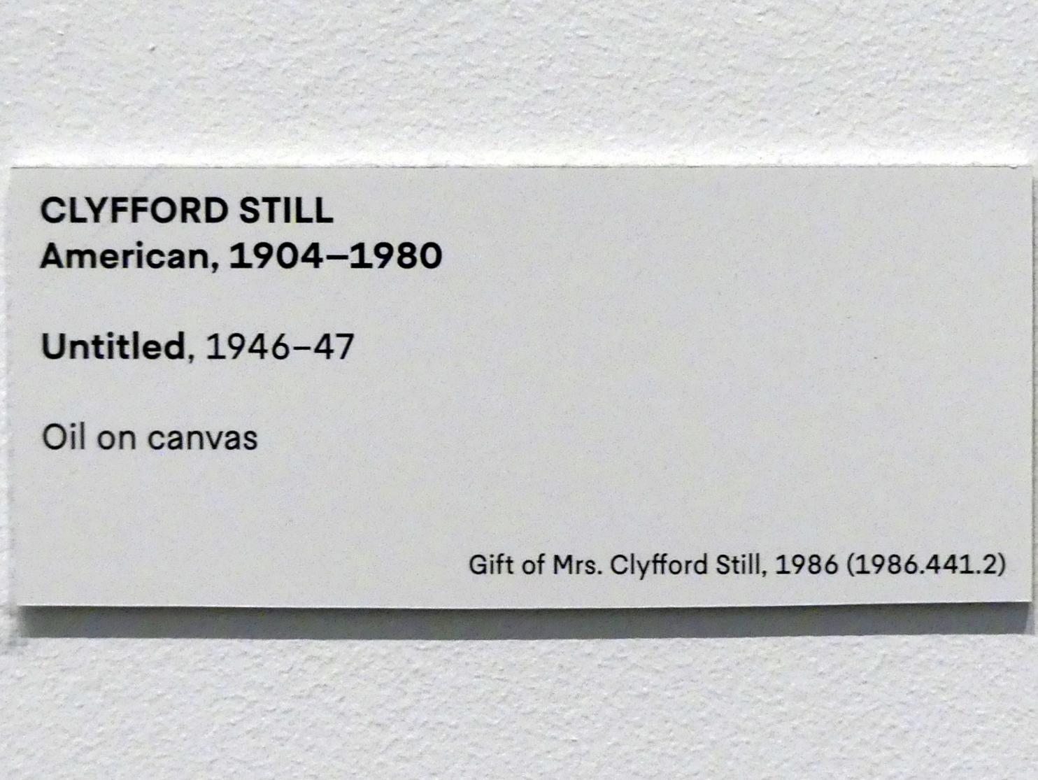 Clyfford Still (1944–1965), Ohne Titel, New York, Metropolitan Museum of Art (Met), Saal 920, 1946–1947, Bild 2/2