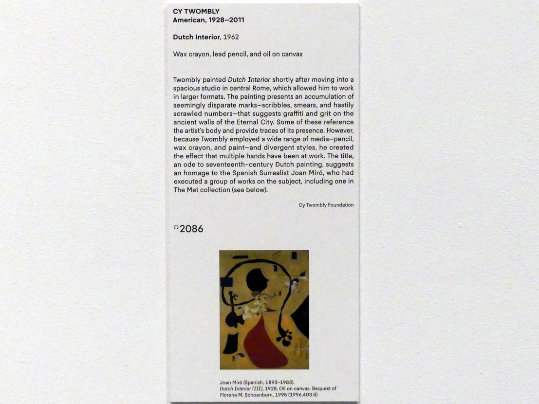 Cy Twombly (1953–2011), Holländisches Interieur, New York, Metropolitan Museum of Art (Met), Saal 921, 1962, Bild 2/2