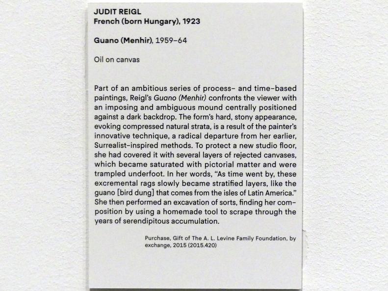 Judit Reigl (1954–1967), Guano (Menhir), New York, Metropolitan Museum of Art (Met), Saal 921, 1959–1964, Bild 2/2