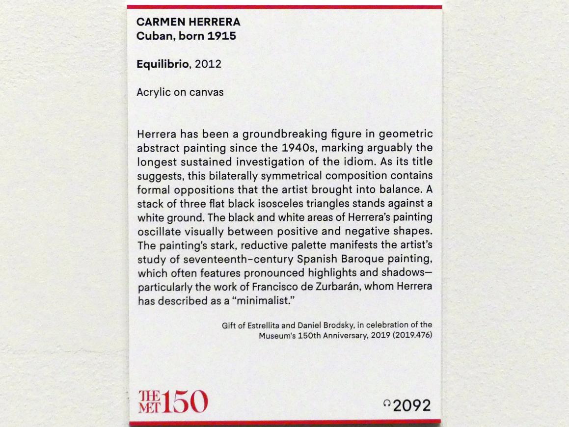 Carmen Herrera (1952–2015), Equilibrio - Balance, New York, Metropolitan Museum of Art (Met), Saal 922-923, 2012, Bild 2/2