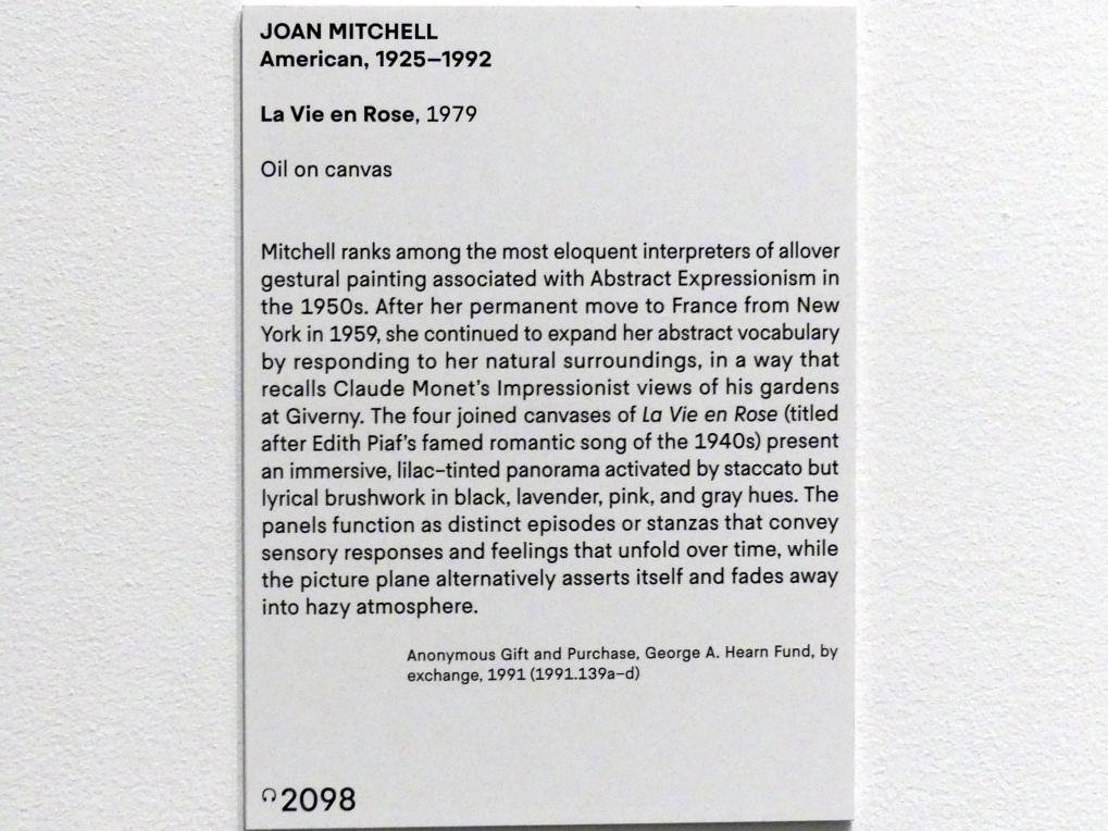 Joan Mitchell (1957–1979), La Vie en Rose - Das Leben in Rosa, New York, Metropolitan Museum of Art (Met), Saal 924, 1979, Bild 2/2