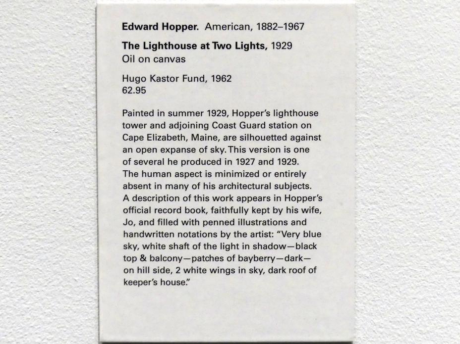 Edward Hopper (1921–1944), The Lighthouse at Two Lights - Leuchtturm mit zwei Lichtern, New York, Metropolitan Museum of Art (Met), Saal 900, 1929, Bild 2/2