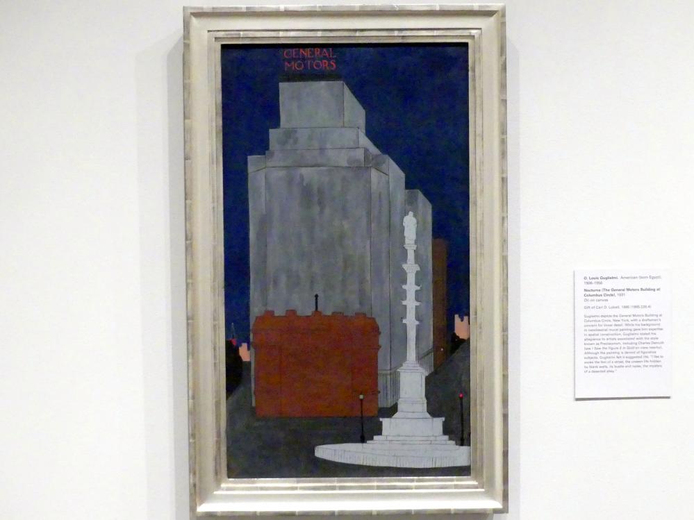 Osvaldo Louis Guglielmi (1931–1939), Nocturne (Das General Motors Building am Columbus Circle), New York, Metropolitan Museum of Art (Met), Saal 902, 1931, Bild 1/2