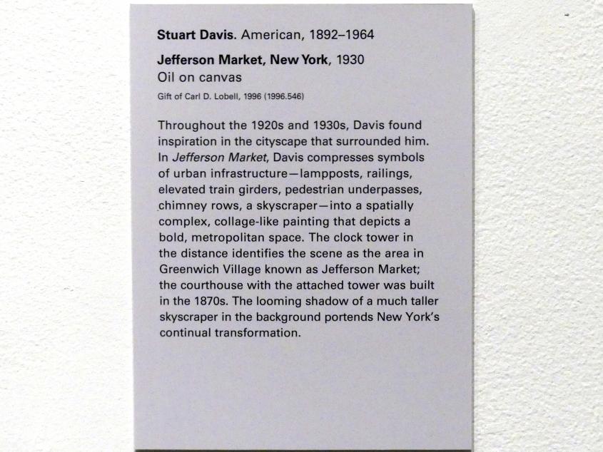 Stuart Davis (1922–1957), Jefferson Market, New York, New York, Metropolitan Museum of Art (Met), Saal 902, 1930, Bild 2/2