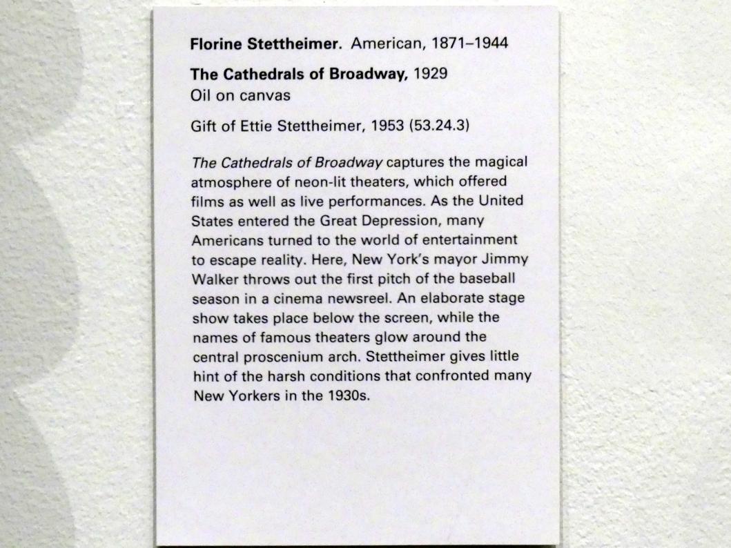 Florine Stettheimer (1912–1942), Die Kathedralen des Broadway, New York, Metropolitan Museum of Art (Met), Saal 902, 1929, Bild 2/2