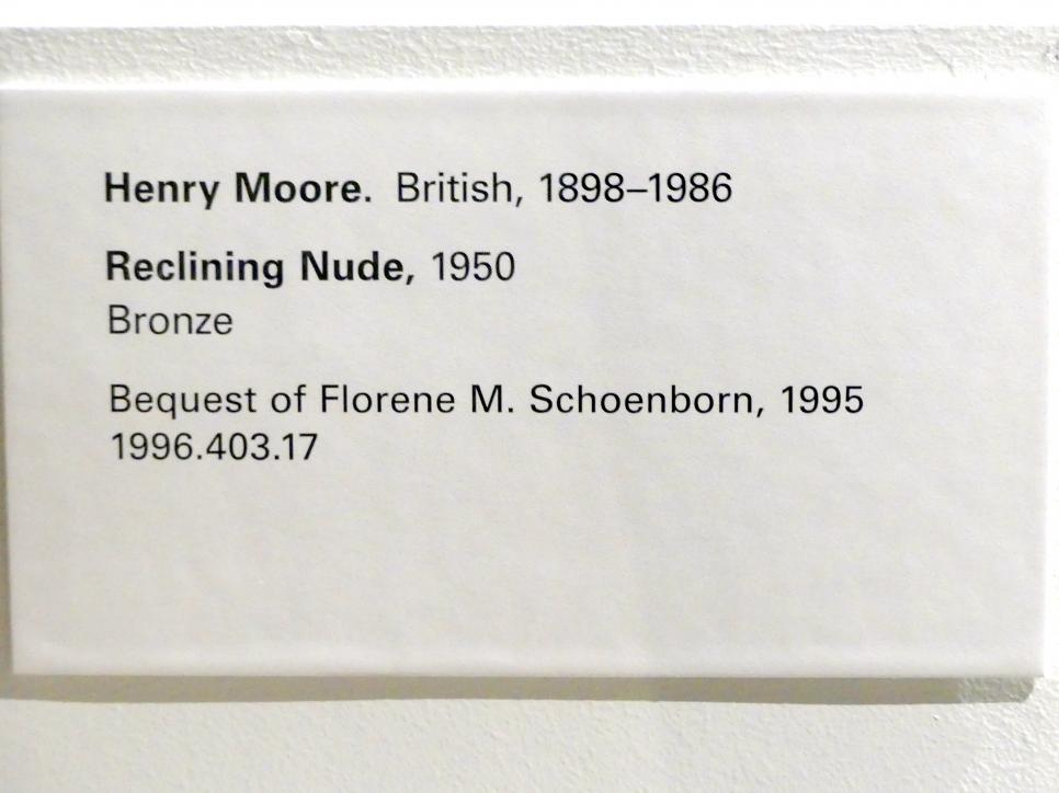 Henry Moore (1924–1982), Liegender Akt, New York, Metropolitan Museum of Art (Met), Saal 903, 1950, Bild 4/4