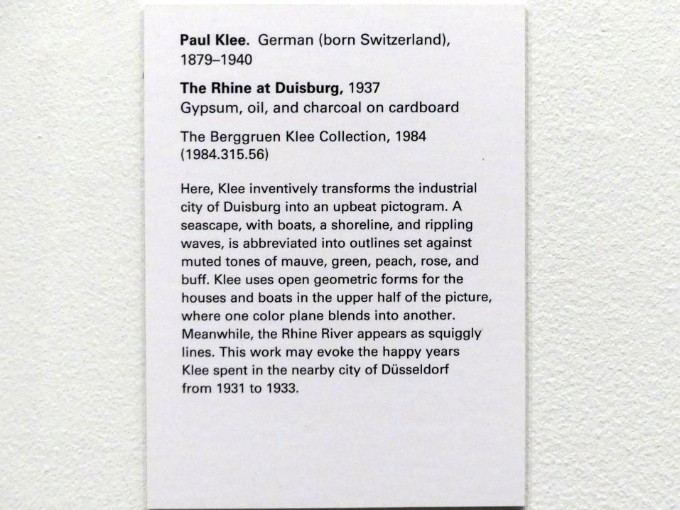 Paul Klee (1904–1940), Der Rhein bei Duisburg, New York, Metropolitan Museum of Art (Met), Saal 912, 1937, Bild 2/2