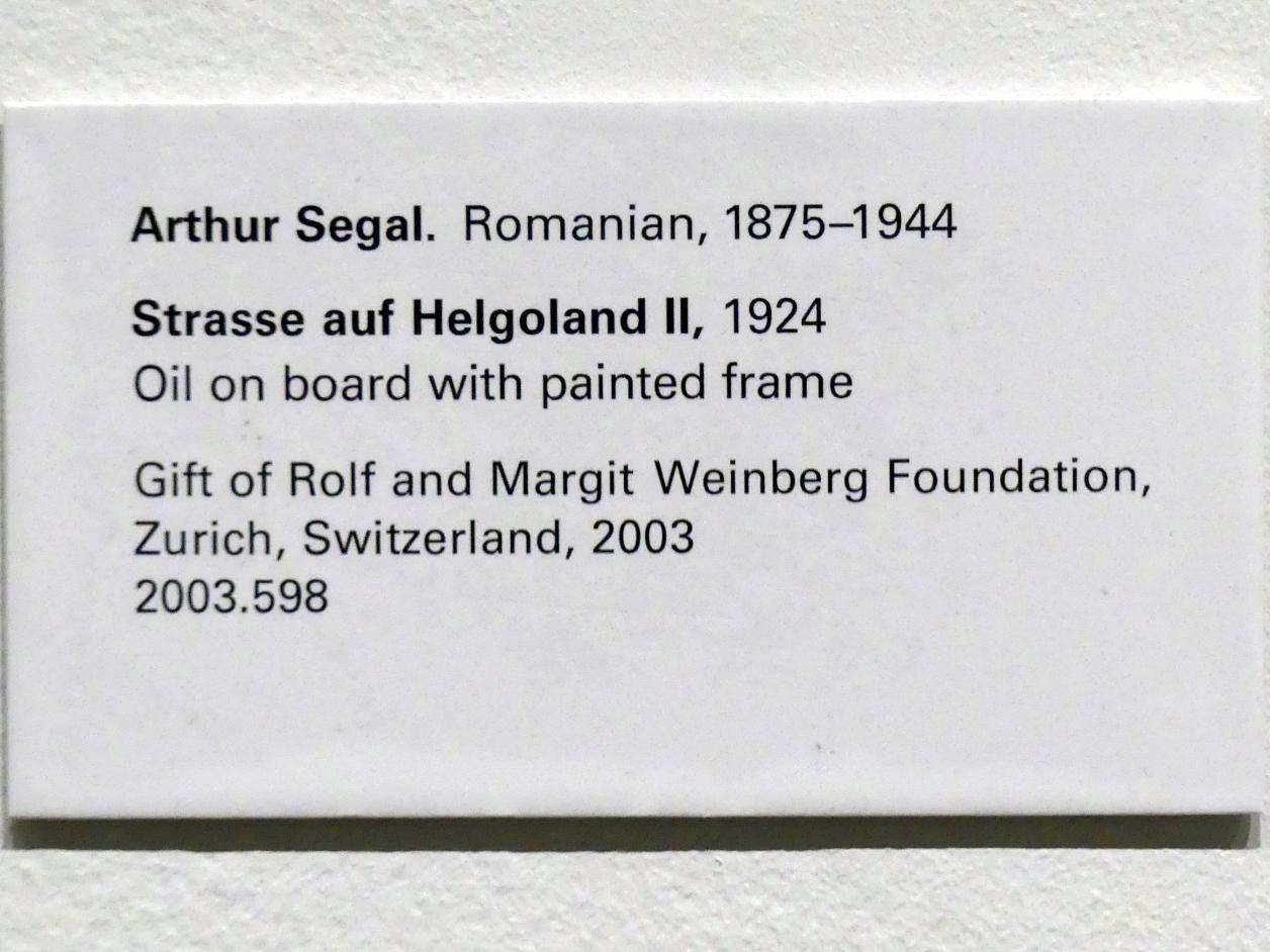 Arthur Aron Segal (1920–1924), Straße auf Helgoland II, New York, Metropolitan Museum of Art (Met), Saal 912, 1924, Bild 2/2