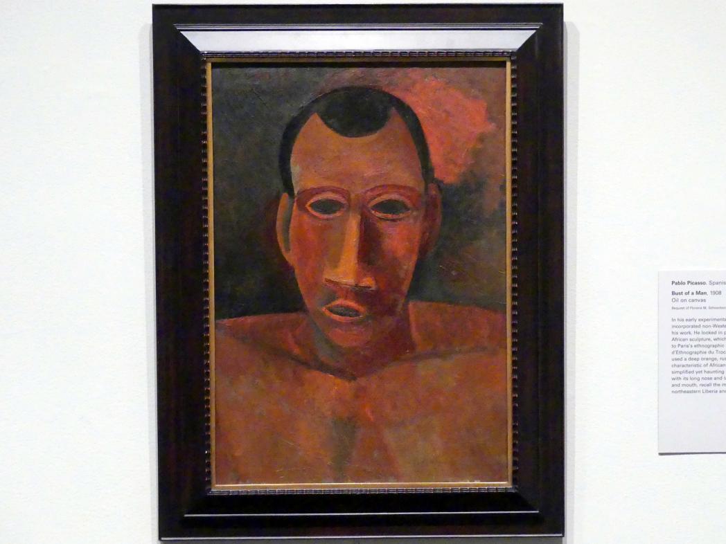 Pablo Picasso (1897–1972), Männliche Büste, New York, Metropolitan Museum of Art (Met), Saal 911, 1908, Bild 1/2