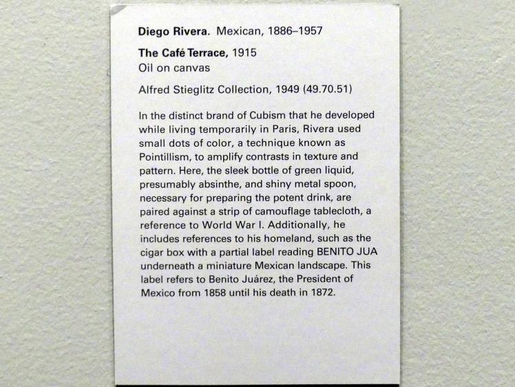 Diego Rivera (1912–1916), Die Caféterrasse, New York, Metropolitan Museum of Art (Met), Saal 910, 1915, Bild 3/3