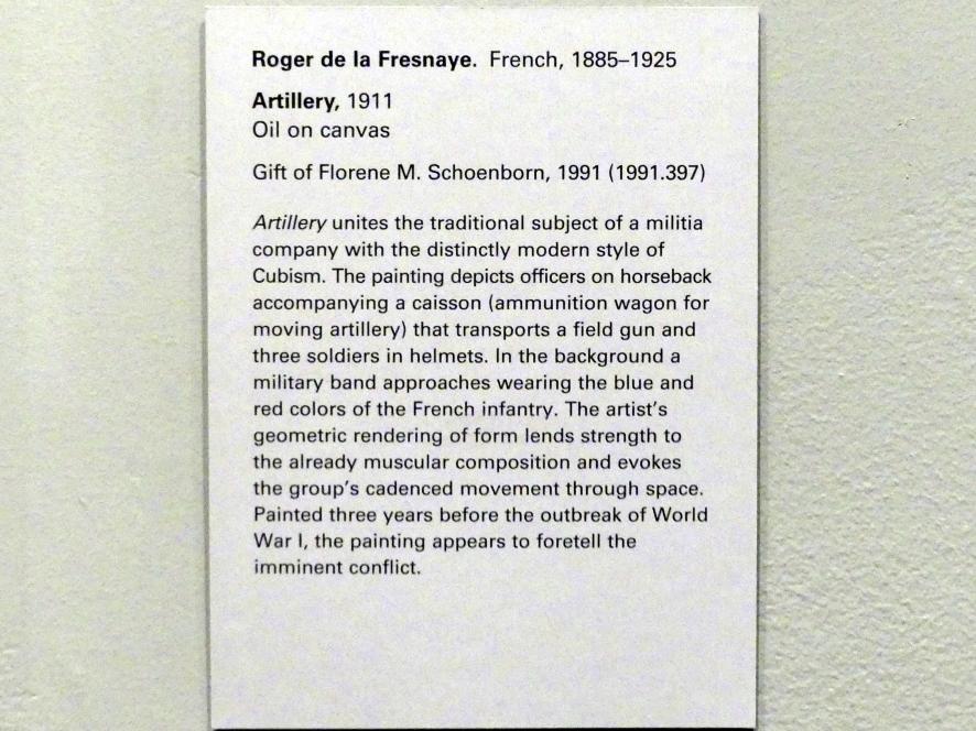 Roger de La Fresnaye (1910–1912), Artillerie, New York, Metropolitan Museum of Art (Met), Saal 910, 1911, Bild 2/2