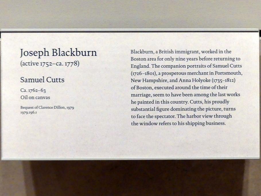 Joseph Blackburn (1754–1762), Samuel Cutts, New York, Metropolitan Museum of Art (Met), Saal 747, um 1762–1763, Bild 2/2