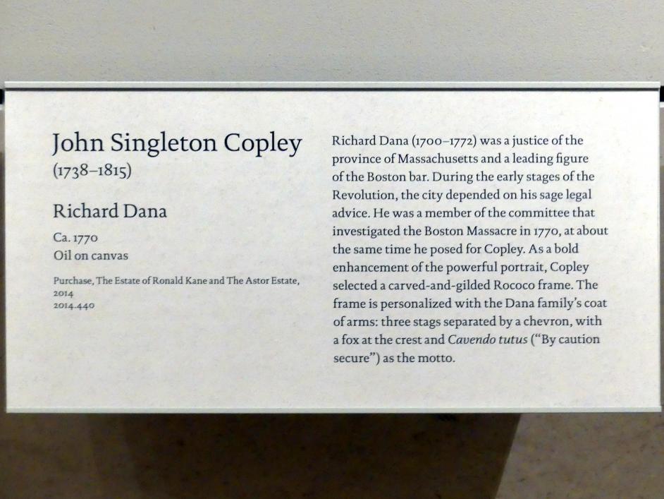 John Singleton Copley (1764–1798), Richard Dana, New York, Metropolitan Museum of Art (Met), Saal 748, um 1770, Bild 2/2