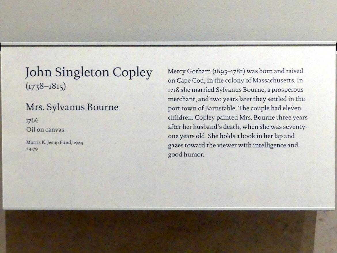 John Singleton Copley (1764–1798), Mrs. Sylvanus Bourne, New York, Metropolitan Museum of Art (Met), Saal 748, 1766, Bild 2/2