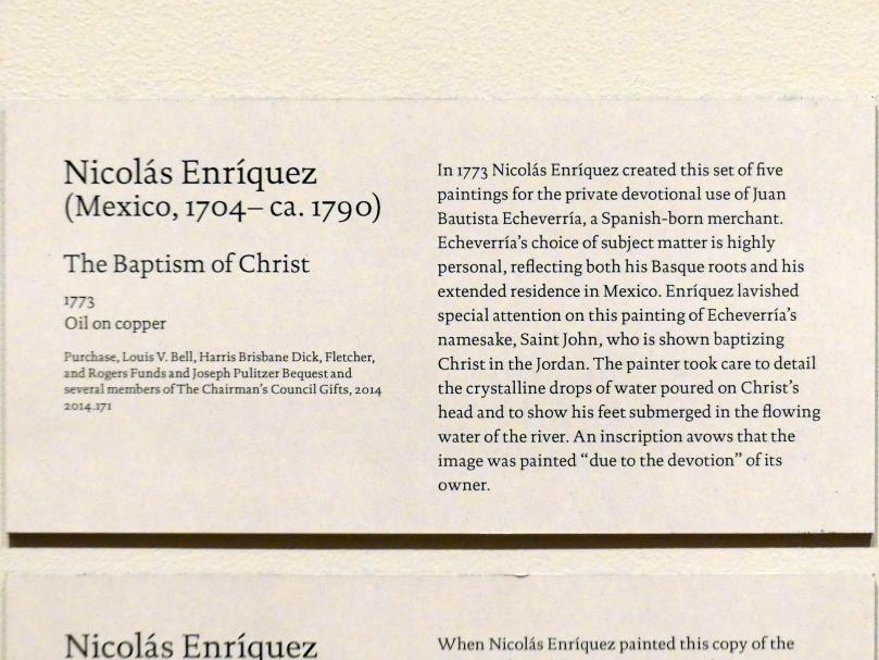 Nicolás Enríquez (1773), Taufe Christi, New York, Metropolitan Museum of Art (Met), Saal 749, 1773, Bild 2/2