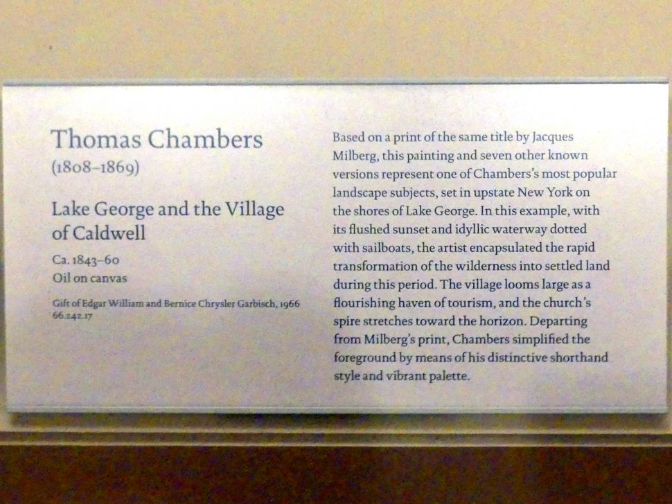Thomas Chambers (1842–1851), Lake George und das Dorf Caldwell, New York, Metropolitan Museum of Art (Met), Saal 751, um 1843–1860, Bild 2/2