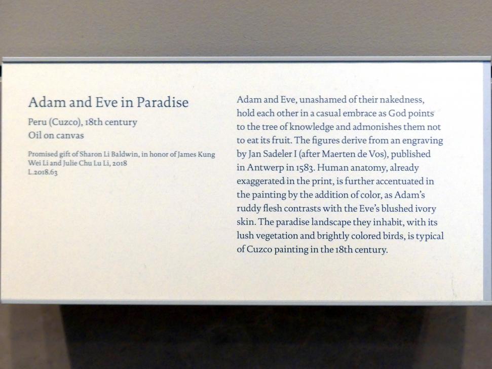 Adam und Eva im Paradies, New York, Metropolitan Museum of Art (Met), Saal 757, 18. Jhd., Bild 2/2